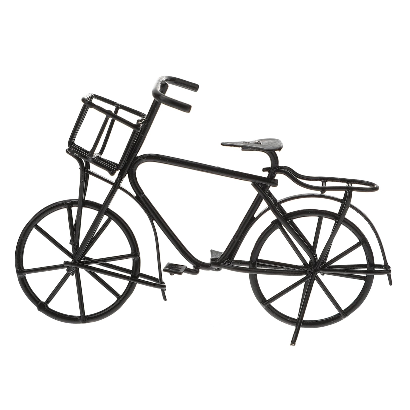 Mobestech Miniatur Fahrrad Spielzeug Für Puppenhäuser Maßstab Schwarze Metall-Fahrrad-Dekoration Kreative Puppenmöbel Zubehör Für Leicht Und Platzsparend