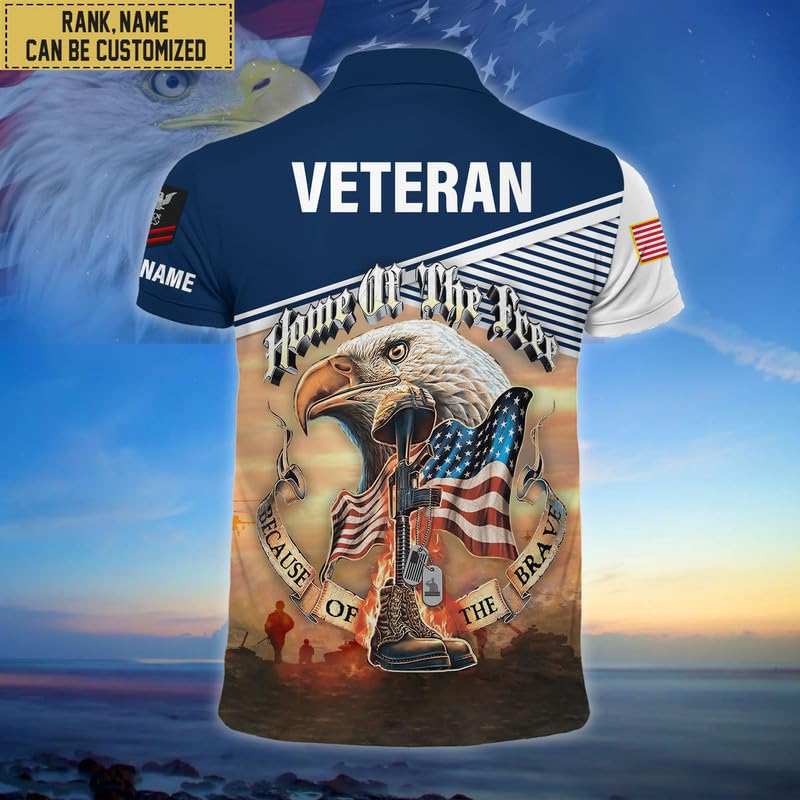 US Veteran Polo Shirt, Home of The Free Veteran Shirt, Military Polo Shirts, Veteran's Day Gift, Veteran2