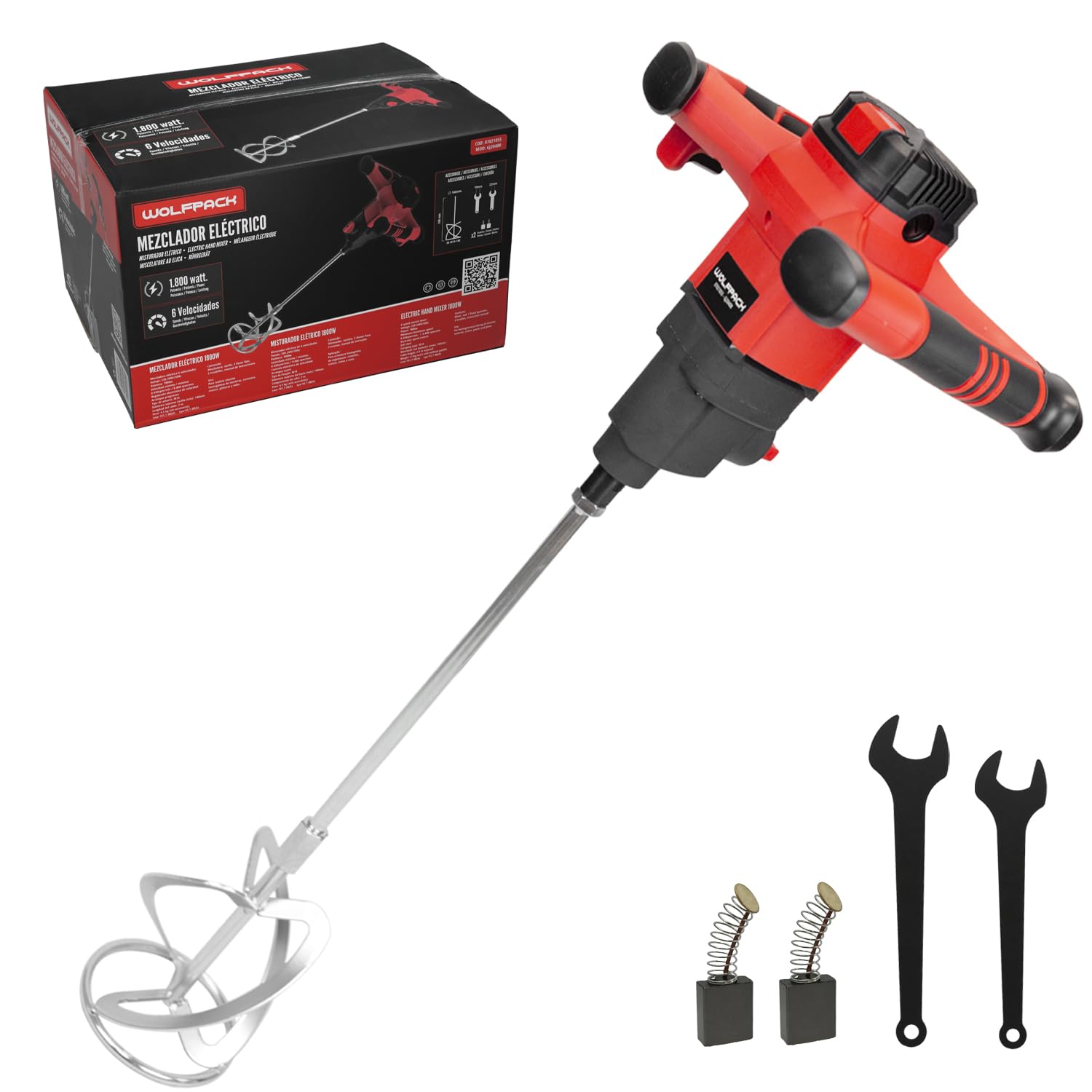 WOLFPACK LINEA PROFESIONAL Mezclador Electrico 1800 Watt 6 Velocidades Con Variador de Potencia