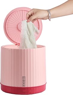 Lavadora portátil, mini lavadora y secadora, pequeña lavadora de cubo plegable, ligera y fácil de transportar, para camping, viajes, apartamento, dormitorio (color: rosa)