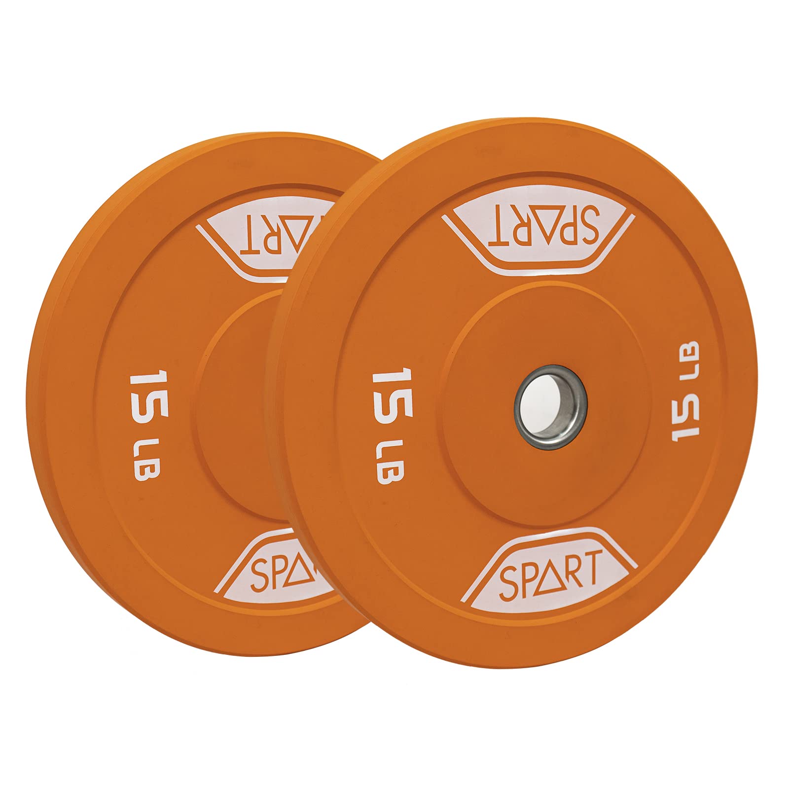 Photo 1 of SPART Rubber Color Coded Bumper Plate 2 Inch Weight Plates with Stainless Steel Insert for Olympic Barbell Strength Training, Weightlifting and Crossfit, Single and Pair 2x15LB
