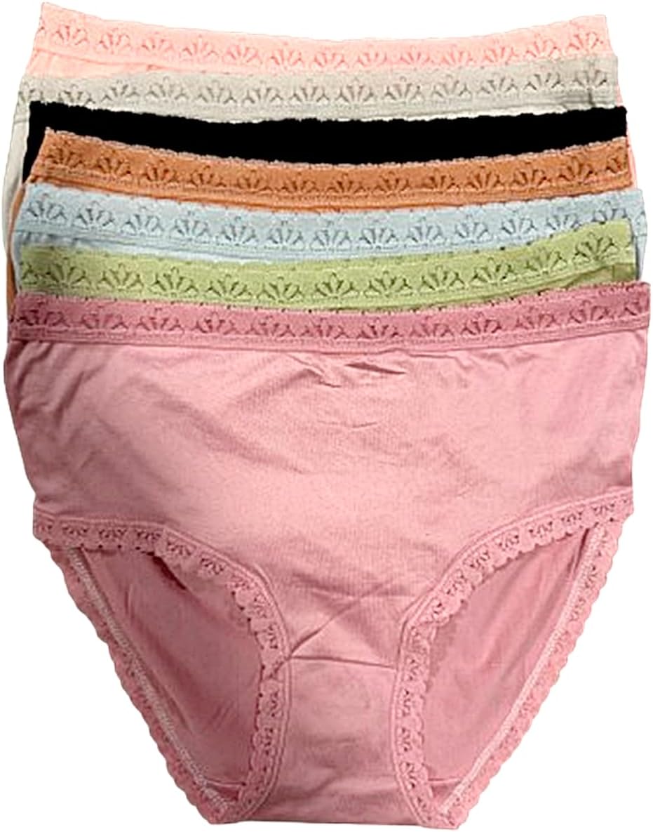 5 pack assorted Color Adult Unisex High Waist Lace Trim Panties Nylon Spandex soft and stretchy Size Hip 42-44 inches - Image 4