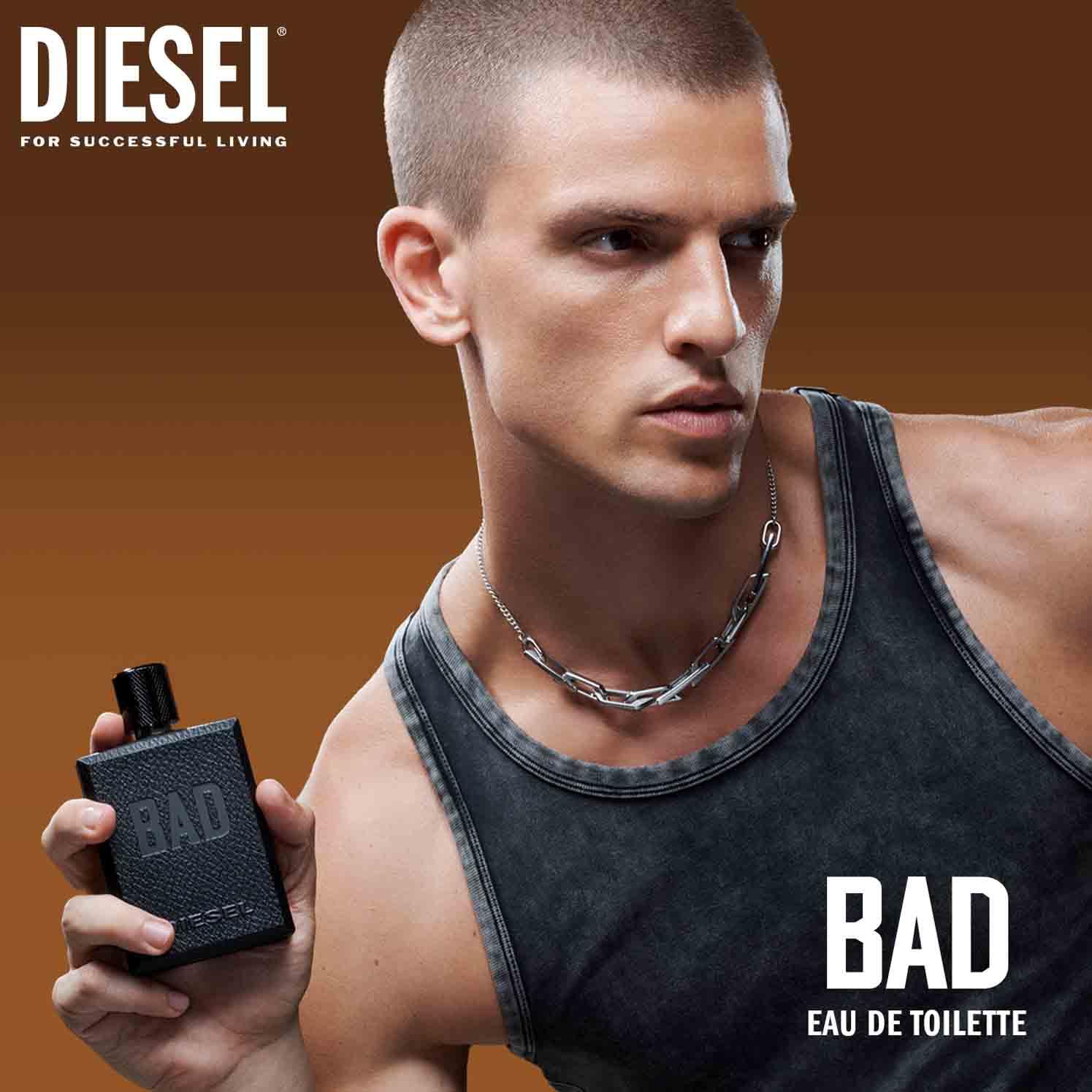 Diesel BAD Eau de Toilette Uomo, Profumo Uomo Fresco e Seducente, Fragranza Legnosa Aromatica, Note di Bergamotto, Caviale e Tabacco, A Lunga Durata, Profumo di Lusso per Uomo