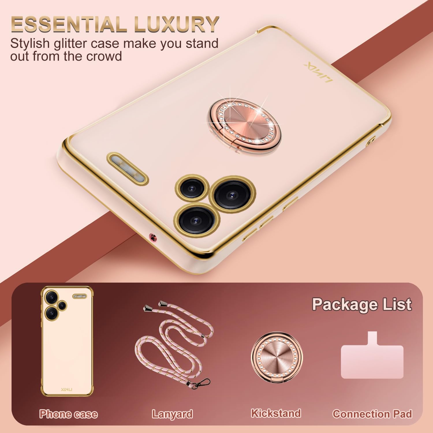 Coque pour Xiaomi Redmi Note 13 Pro 5G avec Cordon, Collier Étui Silicone avec Tour de Cou