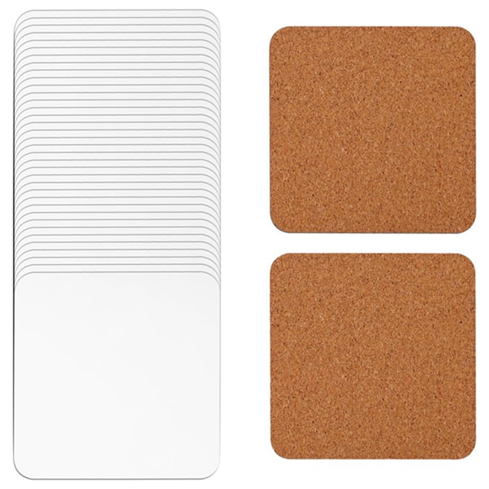 Wernfale 40Pcs Sublimation Square Coasters White Coasters Car Coasters Sublimation Cardboard Coasters, 4x4in MDF Hardboard Coaster MDF Wooden Coaster