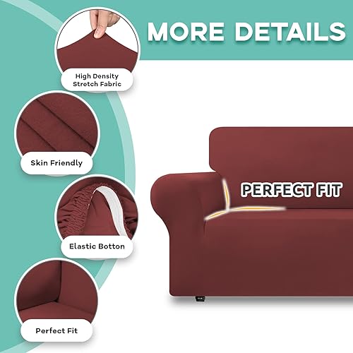 Miniatura 4 de CWK Fundas elásticas para sofá de 3 cojines, de elastano, antideslizante, suave, protector de muebles con espuma antideslizante y parte inferior