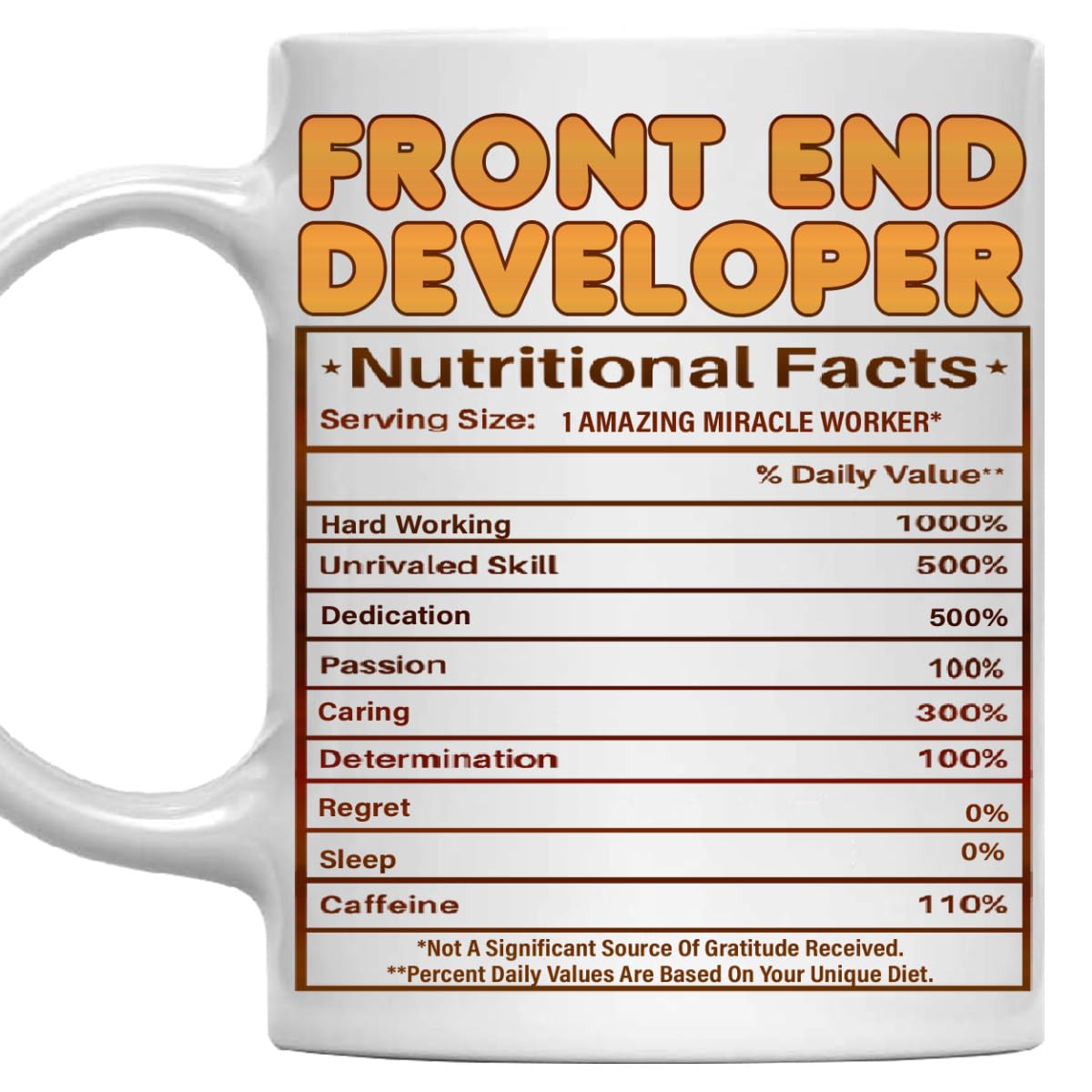 MONIZILUCKY Front End Developer Mug - Gift For Front End Developer - 11oz White Ceramic Coffee Mug for Office, Coworkers, Retired, Retirement, Birthday, Thanksgiving, Christmas