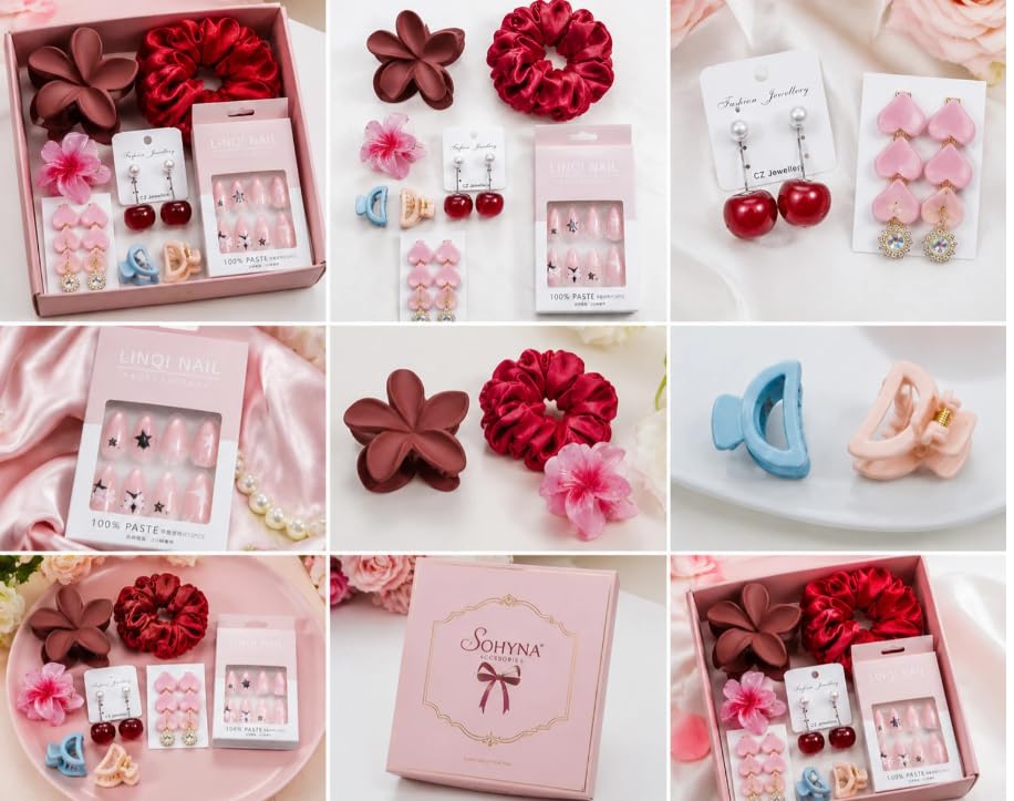 Image of Sohyna Accessories Women Fashion Gift Box Set with Hair & Jewellery