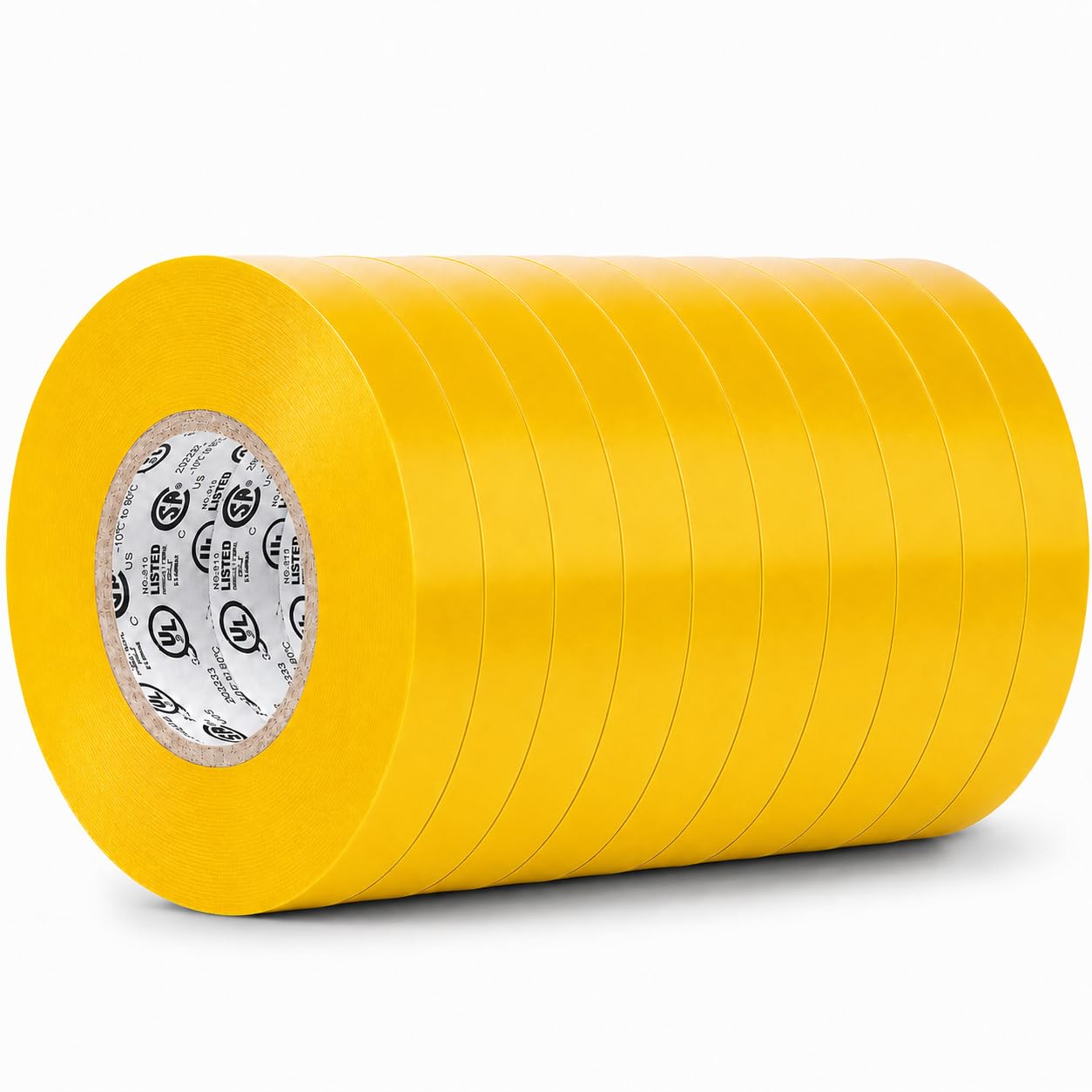 GGR Supplies EL-766AW Yellow General Purpose Electrical Tape, 1/2 Inch x 66 Feet, 7 Mil PVC, UL/CSA Listed Core, 600V Flame-Retardant Insulation for Wire Splicing, Bundling &amp; Color Coding, Pack of 10