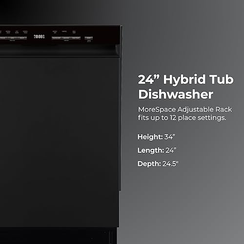 Miniatura 2 de Kenmore 2214789 - Lavaplatos híbridos prémium de 24 pulgadas, UltraWash, estante ajustable MoreSpace, alta temperatura y lavado inteligente, 12