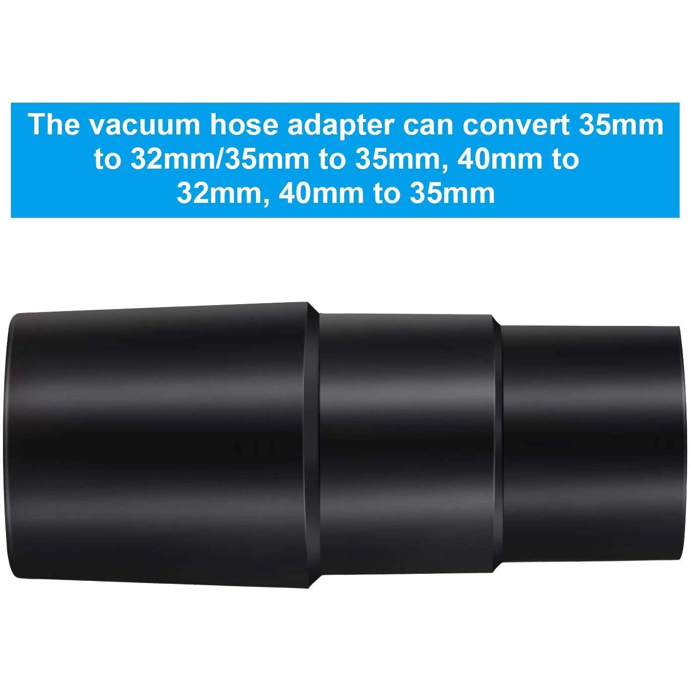 Pasotim 2-Pack Vacuum Hose Adapter, 32mm-35mm-40mm Universal Hose Reducer, Black Plastic, 95mm x 39mm, Vacuum Cleaner Accessory