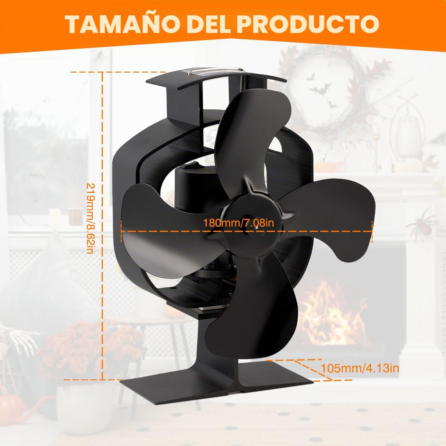 Ventilador de Chimenea, Ventilador de chimenea oscilante, 4 PáGinas Ventilador Para Estufa de Leña, Ventilador de estufa de lena silencioso, Ventilador no Eléctrico para Chimenea