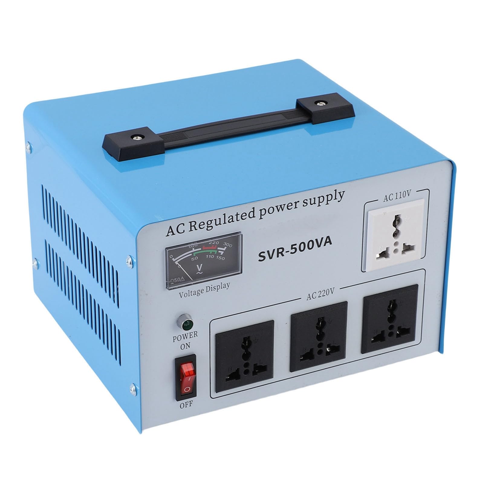 aqxreight Stabilizator Napięcia 500 W Jednofazowy Automatyczny Regulator Napięcia dla Elektroniki Przetwornica SVR-500VA z wtyczką EU Chroni Urządzenia Przed Wahaniami Zasilania (Wtyczka UE 160-250 V)
