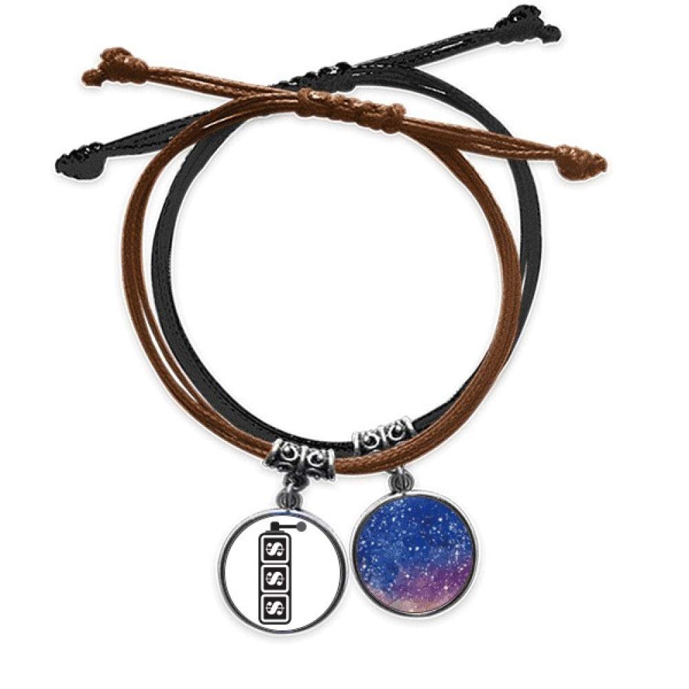 Pulsera de cuero con diseño de tragaperras de la suerte y cuerda ajustable 3