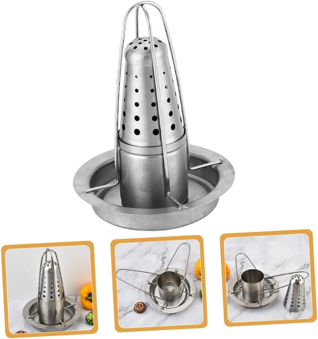 KESYOO Stainless Steel Chicken Roasting Rack Roast Chicken Holder Removable Grill Stand for Outdoor Cooking Barbecue Utensil Durable Grill Tool for Roasted