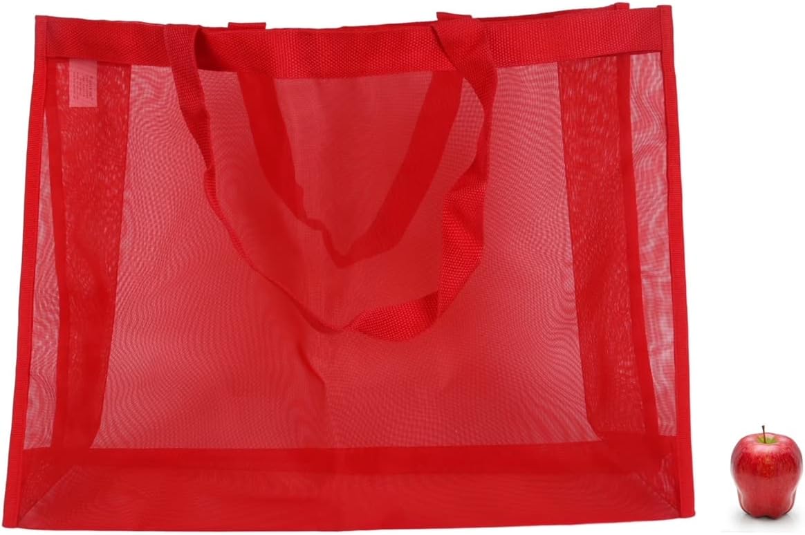 Funiverse Bulk 5 Pack of Jumbo Mesh Tote Grocery Beach Bag Assortment - 21" x 15" x 6" Gusset