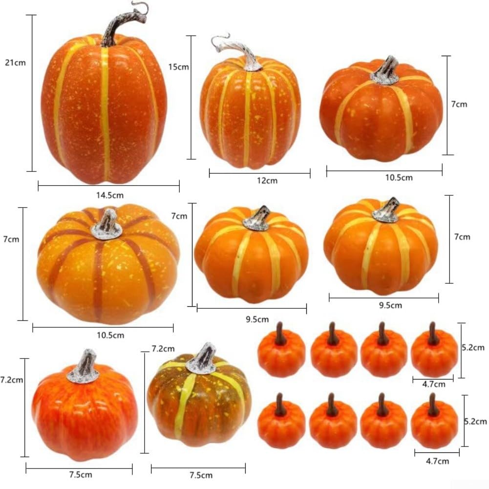 Set di 16 zucche finte per eventi autunnali e decorazioni natalizie, tra cui Halloween e Ringraziamento