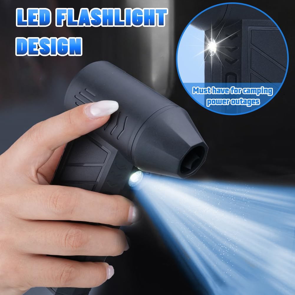 Flintronic Elektryczna dmuchawa pyłu w sprayu, elektryczna dmuchawa z latarką, 4-biegowa 13 0000 obr./min, kompresowany Air Duster, dmuchawa Turbo Jet Fan z akumulatorem 5000 mAh, do PC i klawiatury