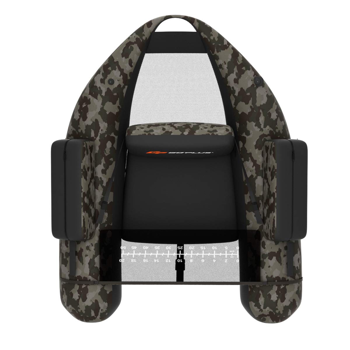 GOPLUS Barco de Pesca Inflable. Barco Neumático Flotante con Respaldo Ajustable para Pesca Camuflaje, Botes y Carga Máxima 160 kg, 136x105x54 cm