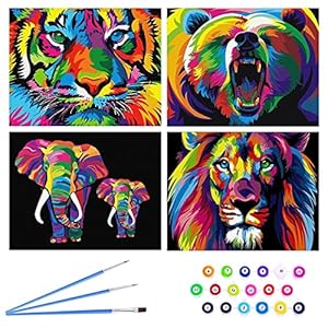 4 Pack DIY Pre-Printed Animals Painting ...
