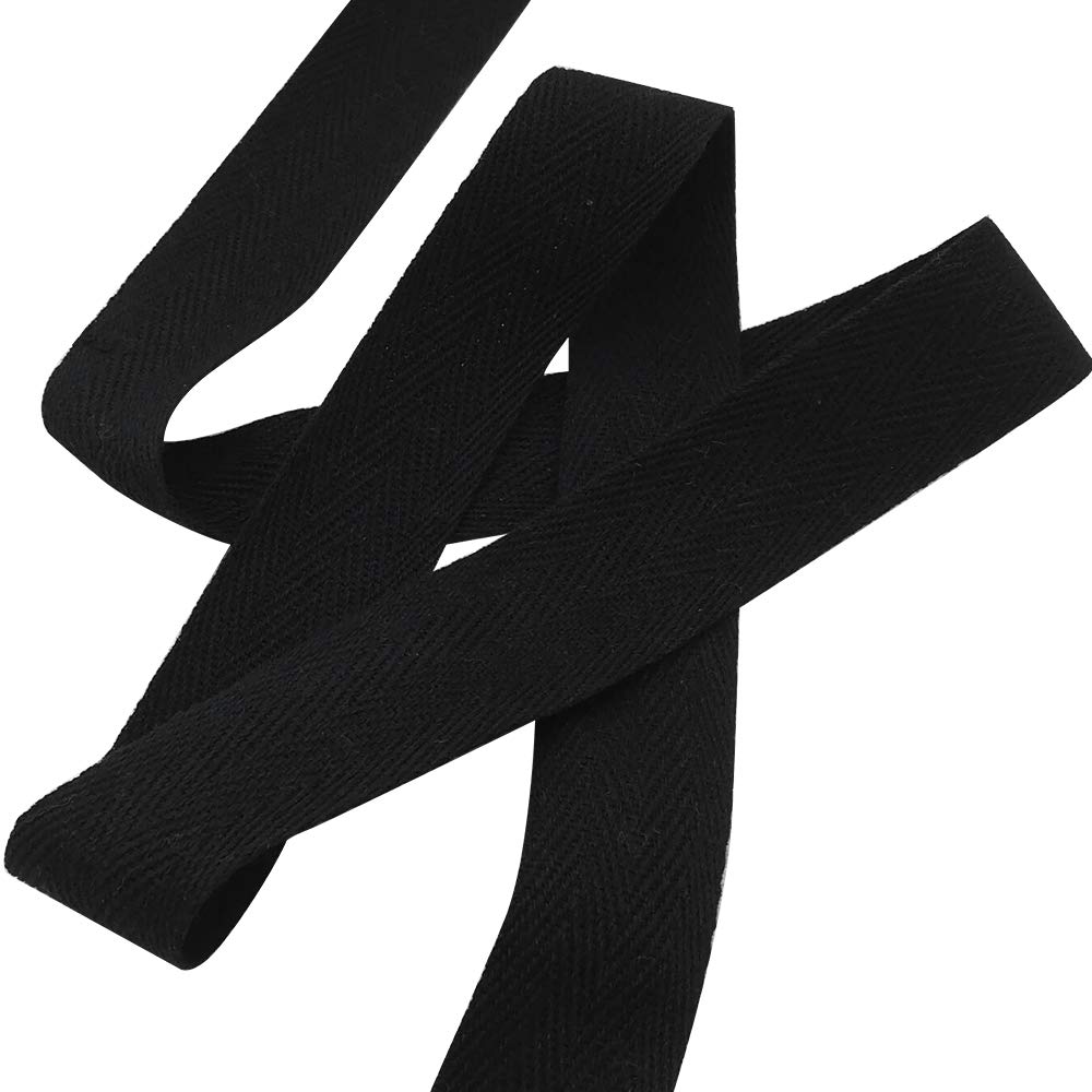 Cinta de sarga de algodón natural 50 yardas 5 pulgadas Bunting Cinta sesgada Cinta de espiga Cinta Rollo para delantal de costura de confección artesanal (negro)