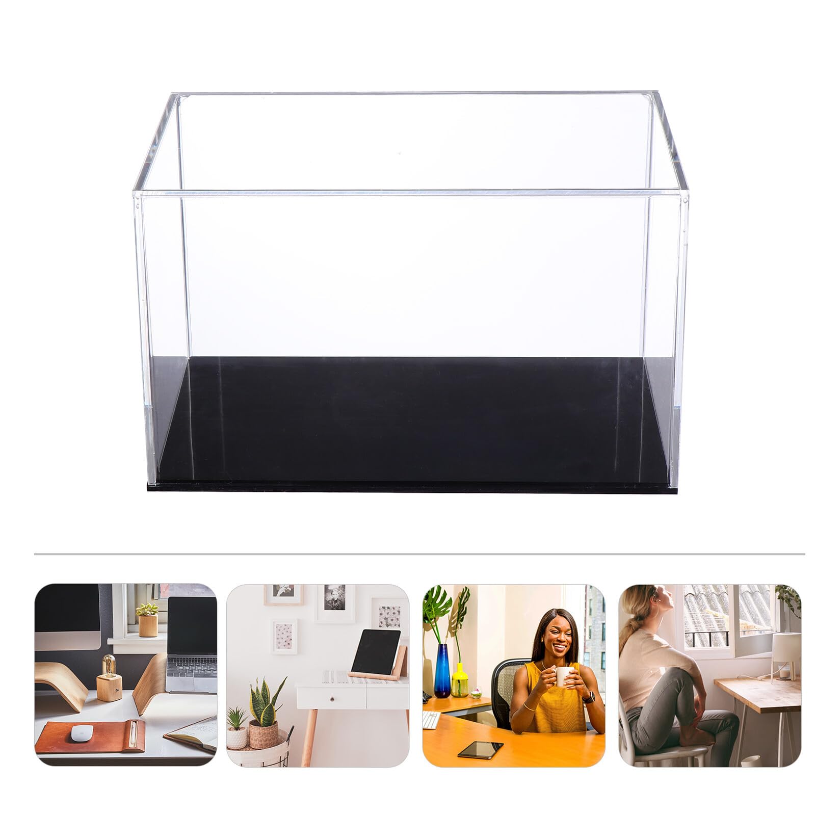 Transparente Acryl Vitrine Staubdichte Display Box mit Schwarzem Boden Robuste Aufbewahrung für Modellautos Sammlerstücke und DIY Mikrolandschaften