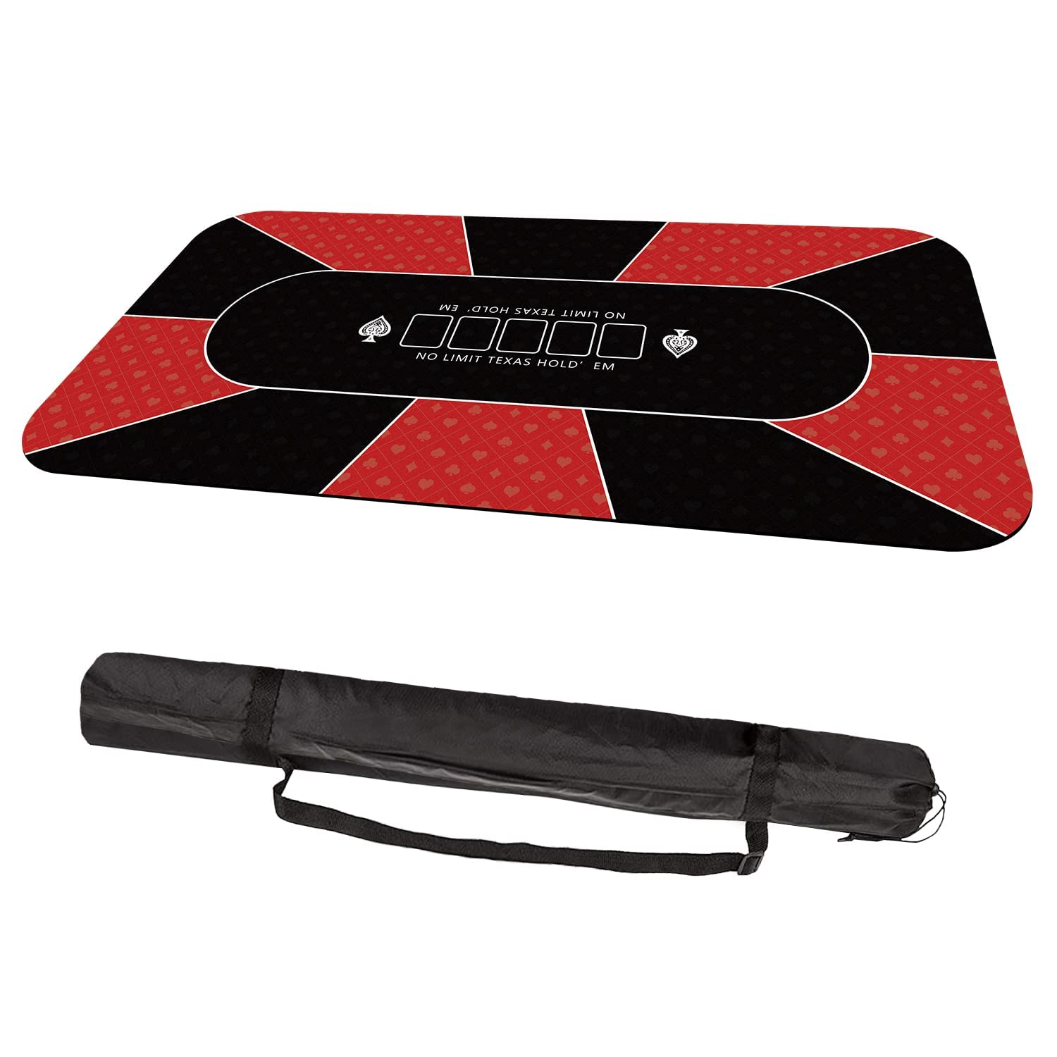 YUZPKRSI Tappetino da Poker 180 × 90cm, Texas Hold’Em Panno da Poker Portatile, Professionale Tappeto da Poker per 10 Giocatori, Layout Superiore del Poker con Borse da Trasporto