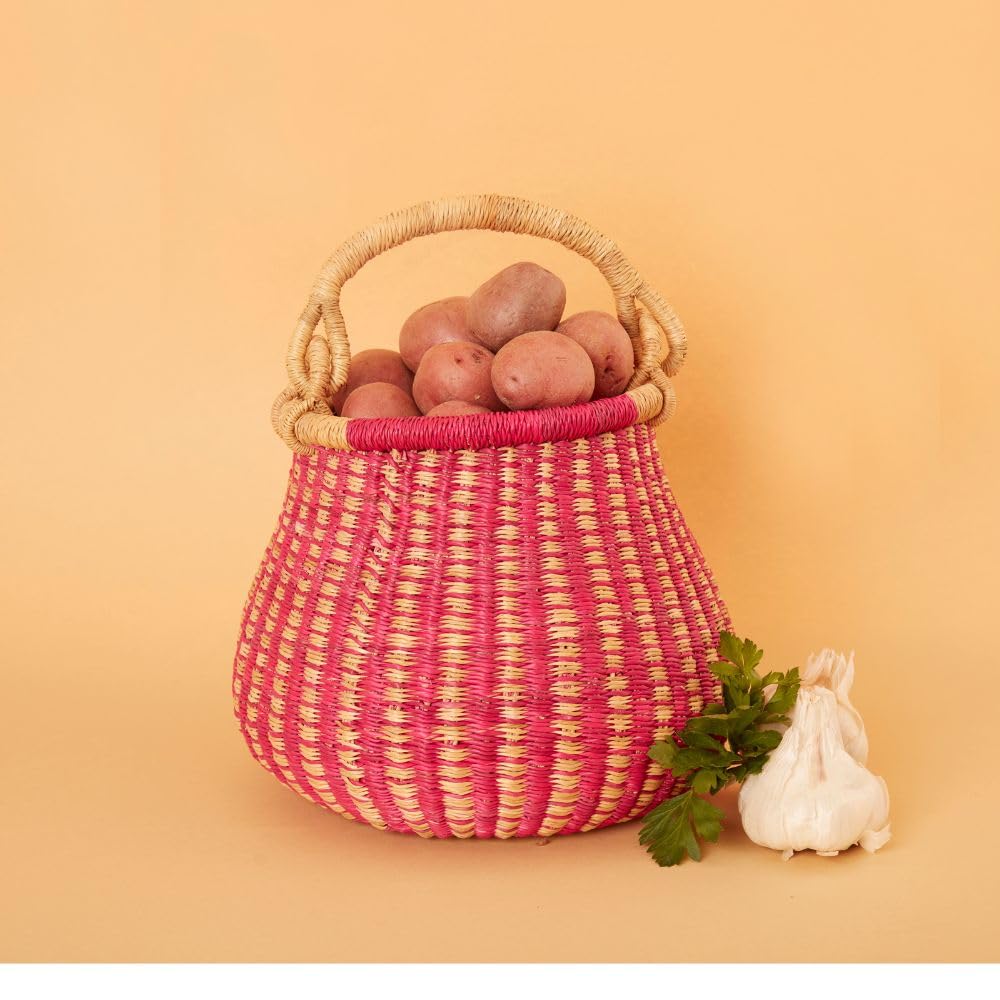 Small Basket for Kitchen Countertop, Pink Color, 10 Inch Wide
