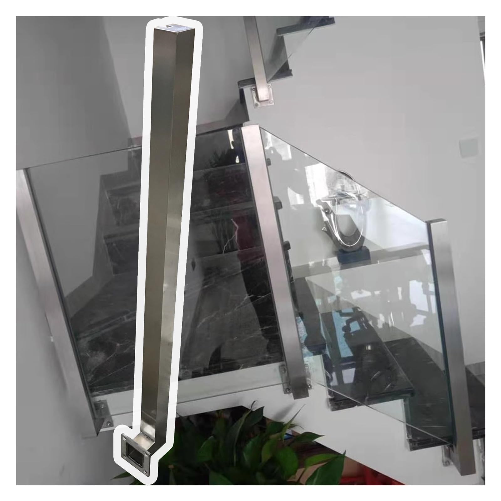 Ringhiera Vetro Scale Interne Esterni Scale per corridoi interni Ringhiera in vetro Montante laterale in acciaio inossidabile, Sistema di ringhiere per ponti con kit completo per gradini esterni/Ville