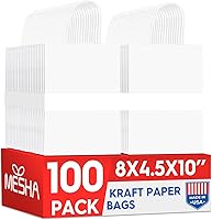 Vista 28 de Bolsas de papel kraft Mesha 5.25 x 3.75 x 8 pulgadas marrones pequeñas con asas a granel, paquete de 300 para pequeñas empresas, recuerdos