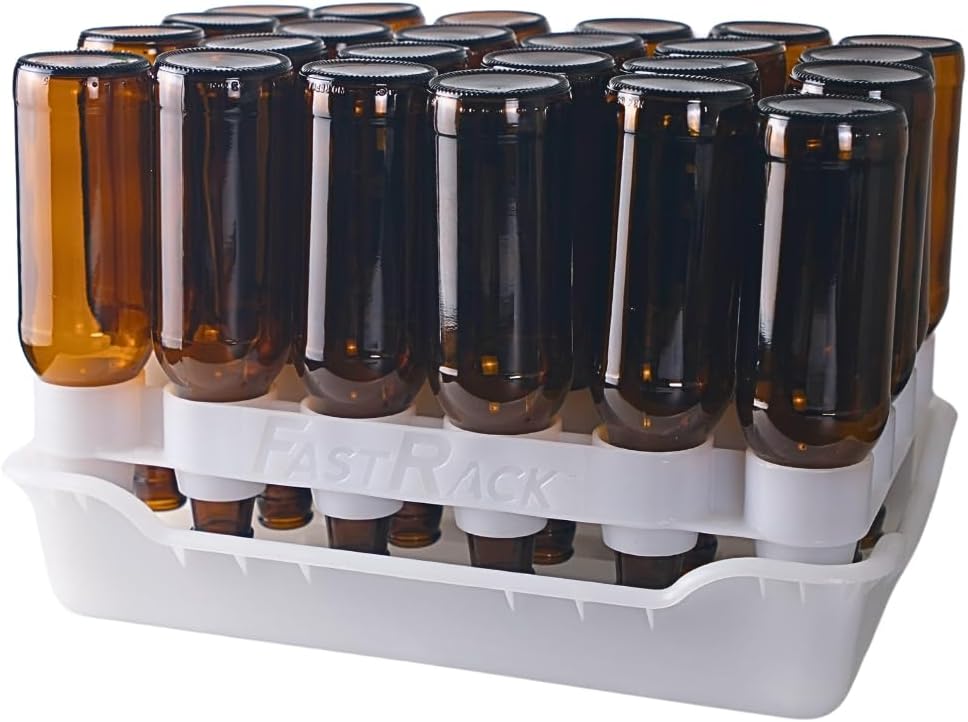 FASTFERMENT - 24-Bottle Drying Rack & Tray| Bottle Drying Tree Alternative | Dry & Store your Wine or Bomber/Belgian Bottles | Stackable | White | Dishwasher Safe | Home Brewing Supplies