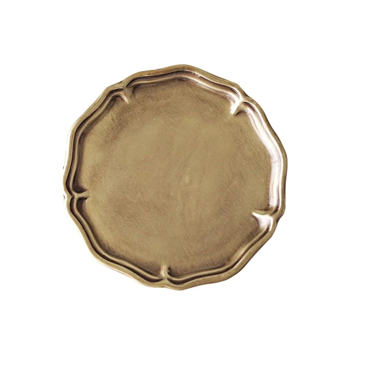 Perfume Organiser Vintage Round Tray Distressed Brass Aromatherapy Dish Decor Jewelry Organizer Vanity Perfume Holder Retro Storage Plate
