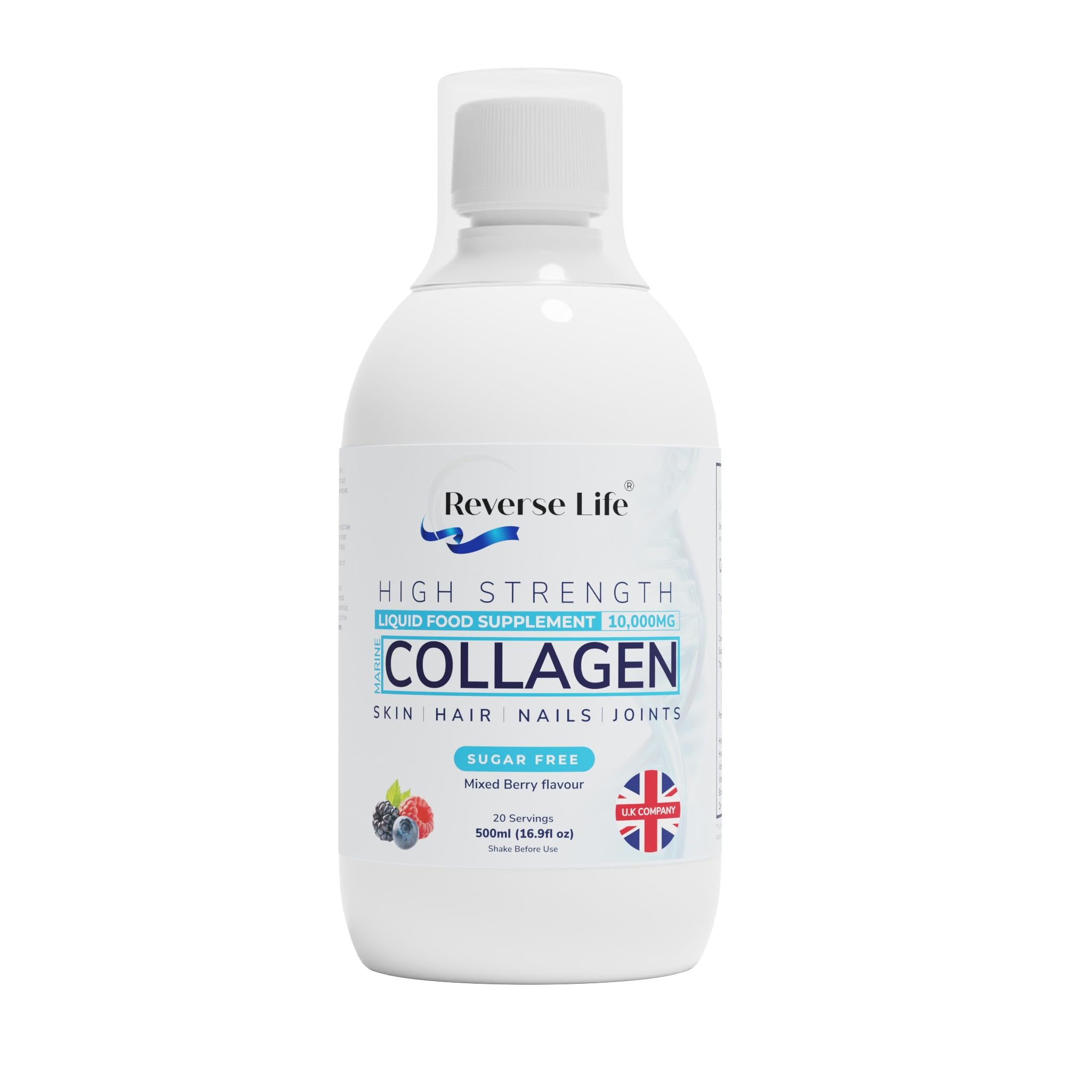 Reverse Life Marine Collagen Liquid 10,000mg, 500ml, Mixed Berry Flavour