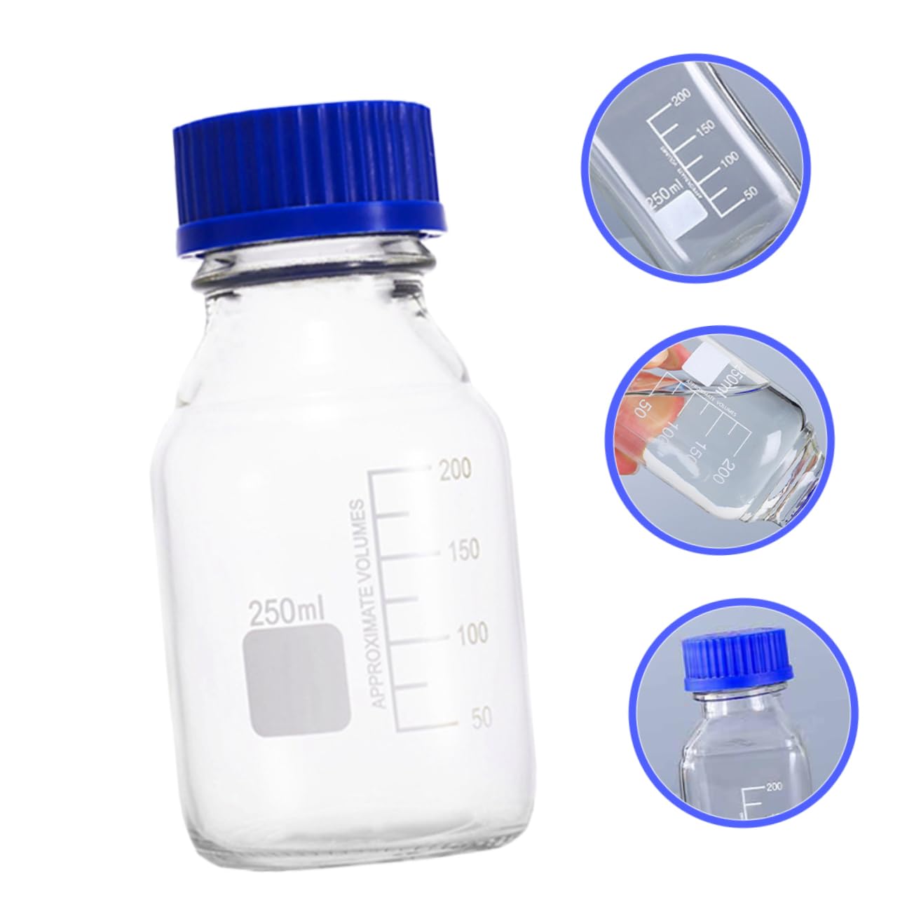 SOLUSTRE 6piezas Botellas De Muestra De Vidrio Reutilizables De Graduación Para Laboratorio Diseño Compacto y Transparente Para Almacenamiento De Materiales Químicos y Medios Entornos De