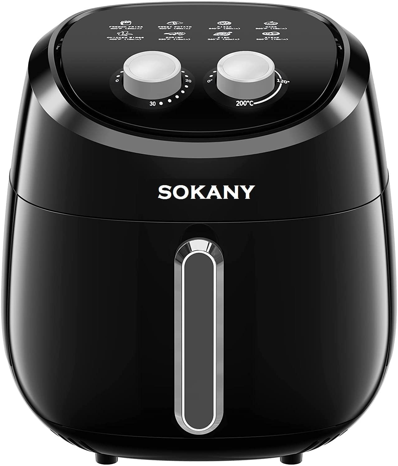 4 Liter Air Fryer 1500W Oven with Touch Control Panel with 6 Cooking Presets Timer Selection and Fully Adjustable Temperature Control (Black)