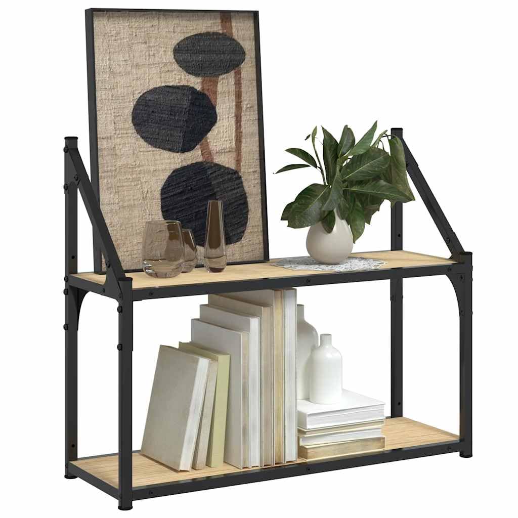 Estantería de pared de roble Sonoma de 2 niveles, 60 x 21 x 51 cm, flotante con sistema de estantería estable, estante de pared versátil para salón, dormitorio, cocina y oficina