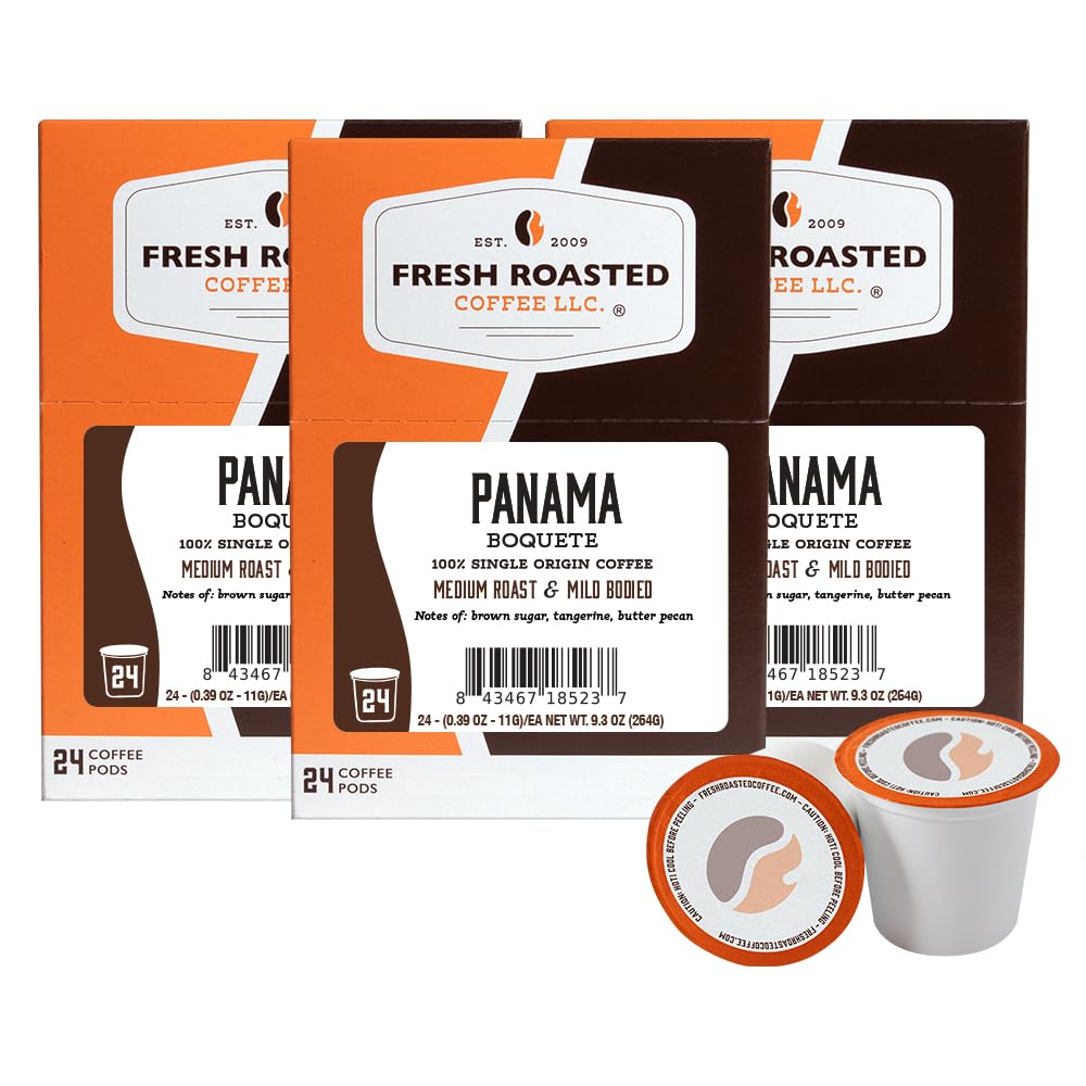 Fresh Roasted Coffee, Panama Boquete, Medium Roast, 72 Pods for K Cup Brewers