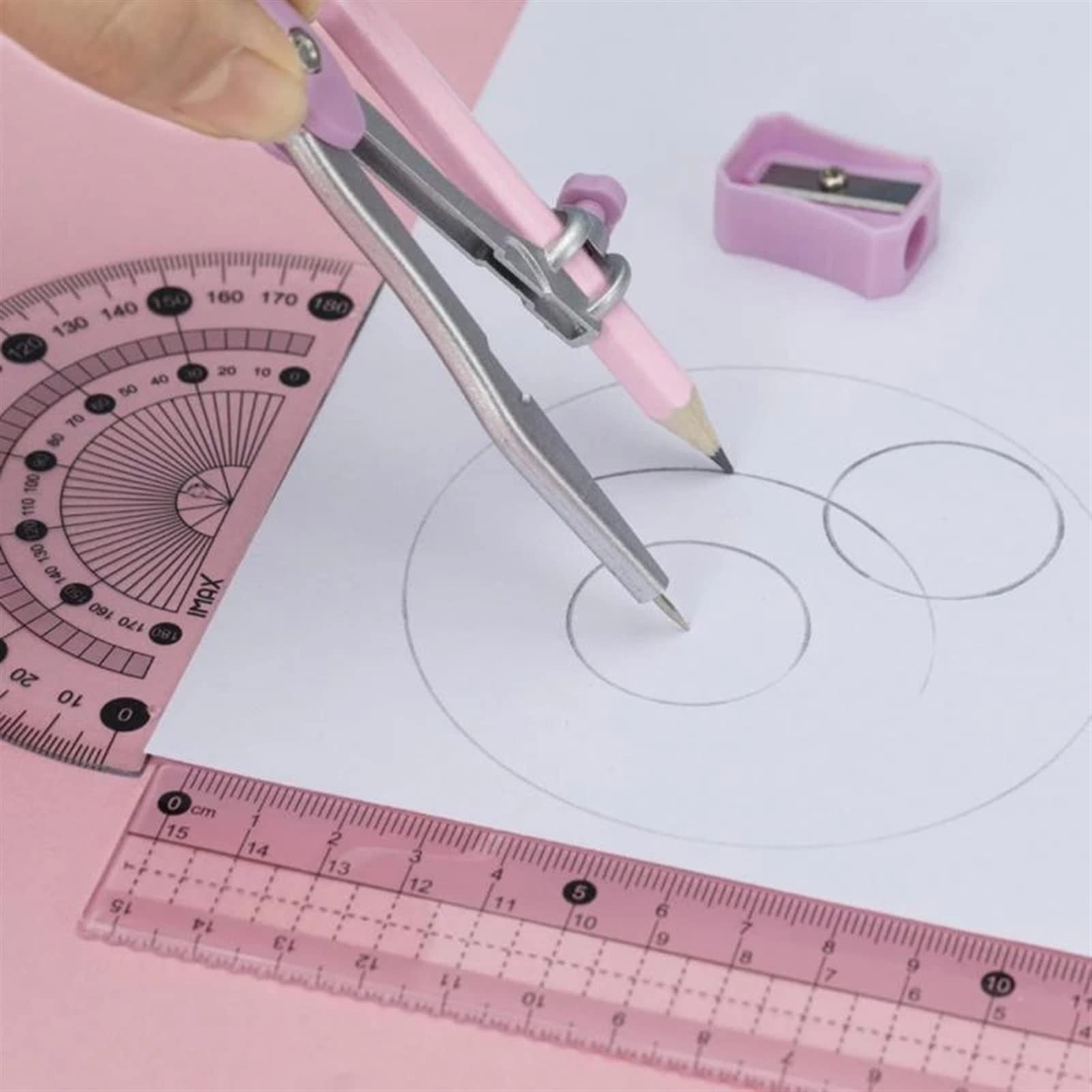 Zirkel Geometrie-Werkzeugset, multifunktionales Schreibwarenset, Mathematik- und Geometrie-Werkzeuge für Schüler, Zeichenbedarf für Schule und Büro, Kreiszeichenwerkzeug