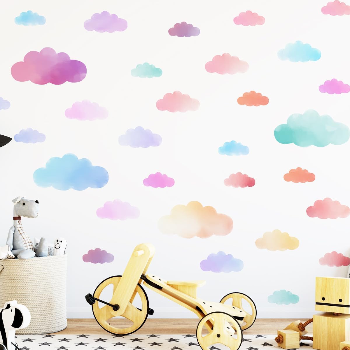 Wolken Wandaufkleber Bunte Wolken Wandaufkleber Abnehmbare Wolken Wandaufkleber Dekor für Baby Kinderzimmer Spielzimmer Schlafzimmer Klassenzimmer Kindergarten Wand