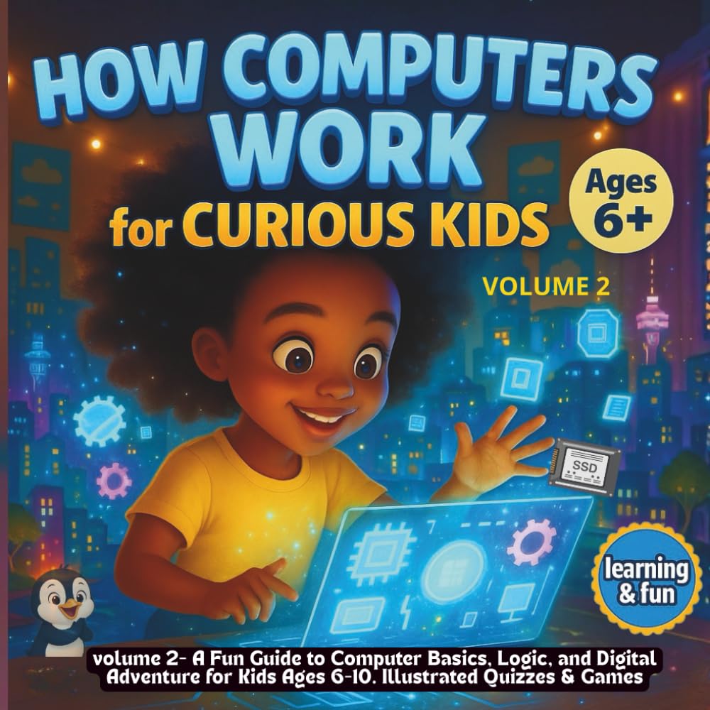 How Computers Work for Curious Kids: volume 2 - A Fun Guide to Computer Basics, Logic, and Digital Adventure for Kids Ages 6-10. Illustrated Quizzes & Games