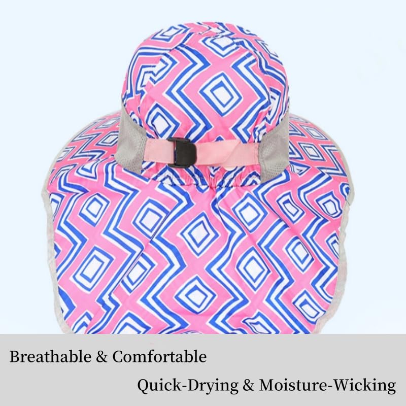 Kids Sun Hats UPF 50+ Sun Protection Hat for Kids with Neck Flap Adjustable Wide Brim Beach Fishing Hat for Girls 2-10 Years2