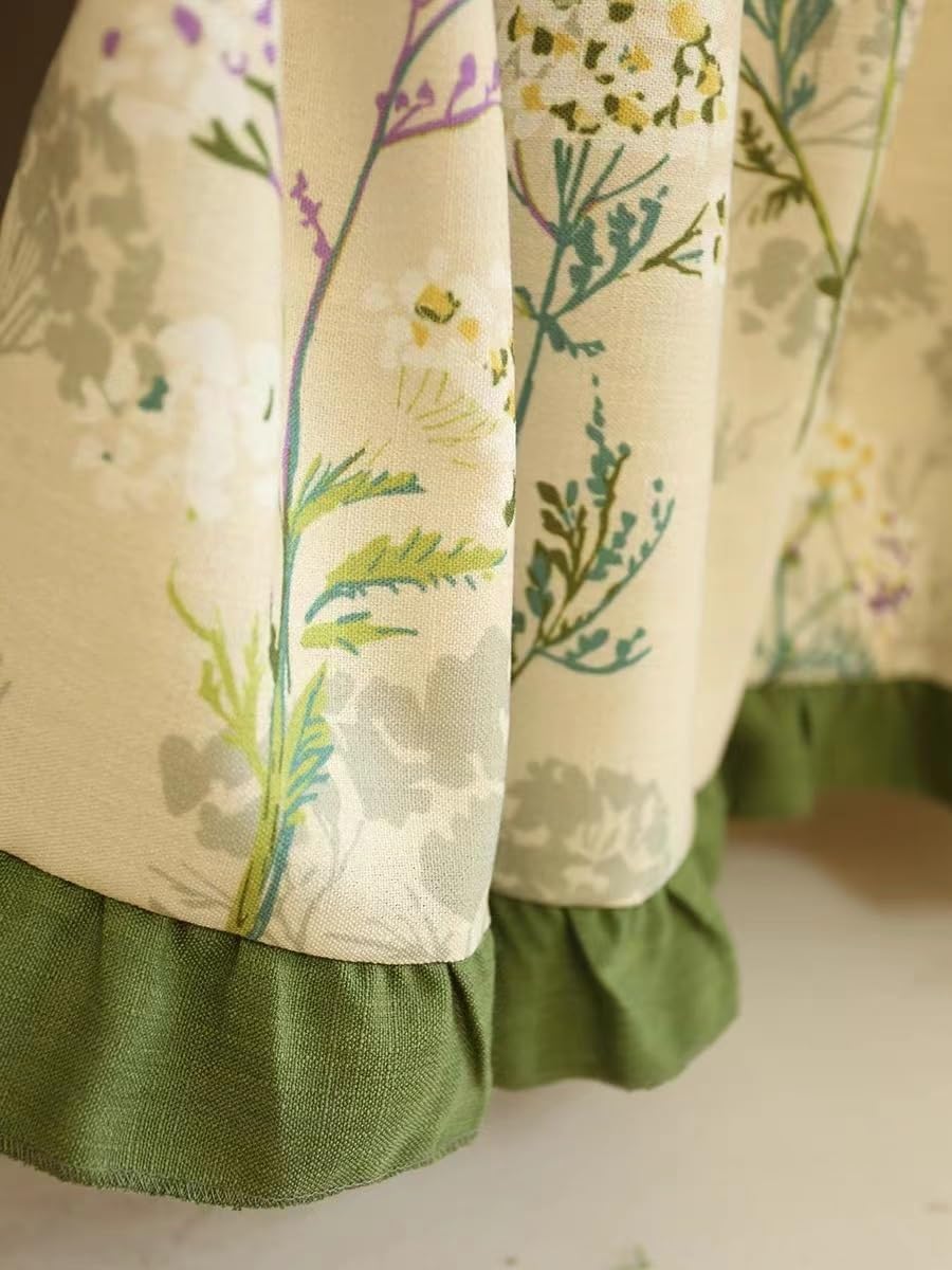 Rideau de fenêtre de cuisine, rideaux de café, rideau court de cuisine, cantonnière de fenêtre de style champêtre avec broderie florale, demi-rideau à passe-tringle for bistro, café, salle de bain, ba