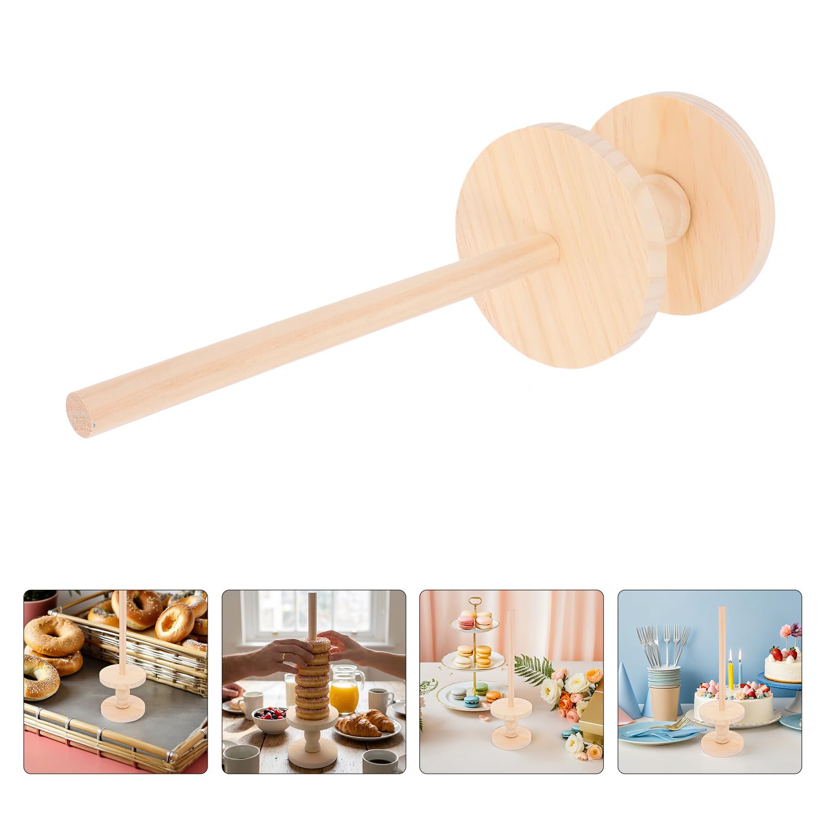 Présentoir Donuts en Bois Beige, Support Gâteau Mariage Rustique, Design Empilable et Structure Détachable, Facile à Monter et Ranger, pour Événements de Boulangerie