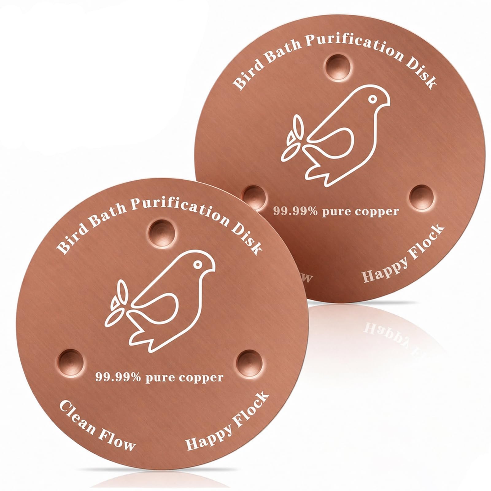 2 PCS Copper Disc For Bird Bath, Pure Copper Disc For Bird Bath, Copper Bird Bath Purification Disc 0.3 mm Thick, Copper Disc For Water Feature And Birdbath Water Care, Universal Fit For Bird Bath Bow