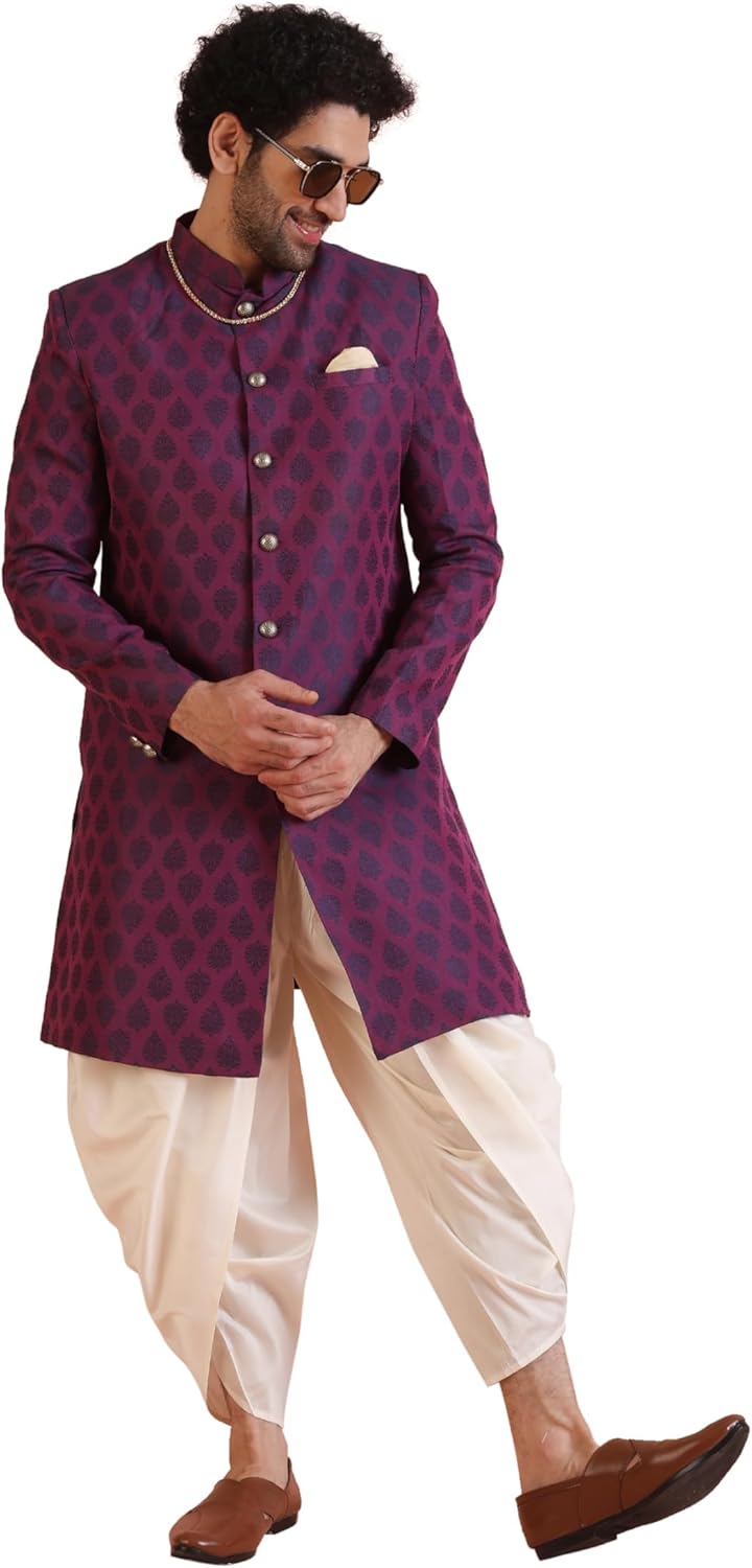 KISAH Men's Sherwani Set - Traditional Indian Ethnic Wear for Men - Ideal for Weddings, Festivals & Celebrations