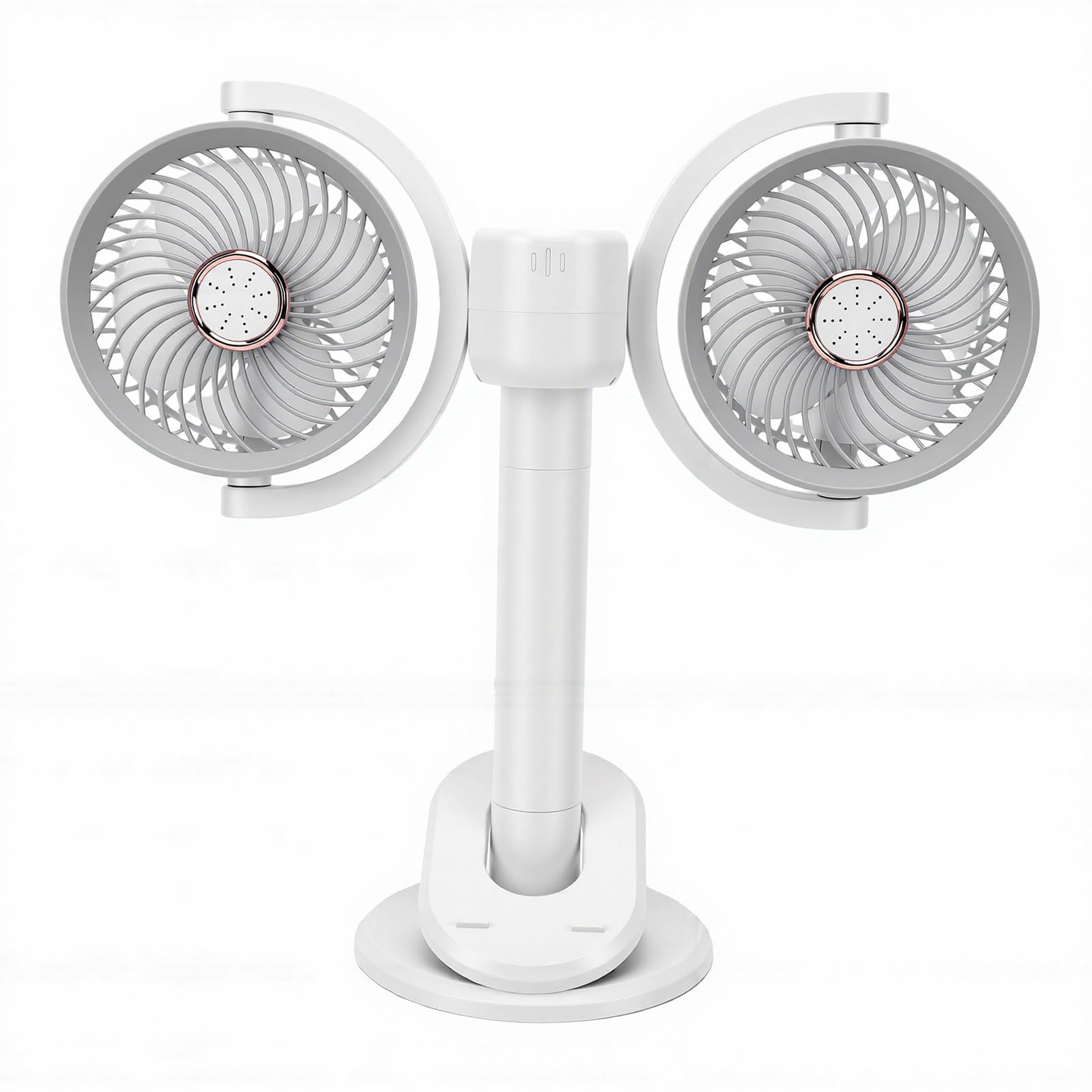 Brrnoo Ventilatore da Tavolo a Doppia Testa Ventilatore da Tavolo a Doppia Testa a con Clip Rotazione a 360° 4 velocità Altezza Regolabile Morsetto per Luce