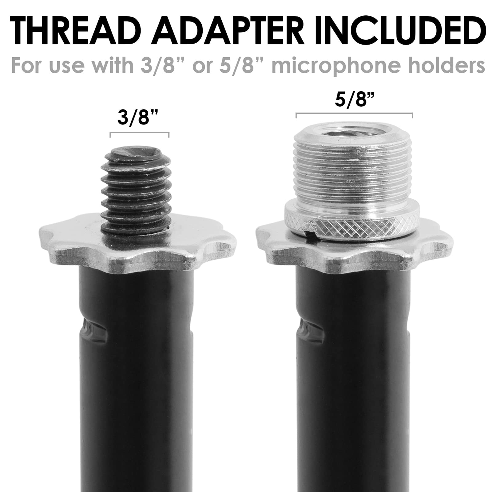 TIGER MCA7-BK Asta a Giraffa per Microfono con Clip Standard per Microfono da 5/8", Nero