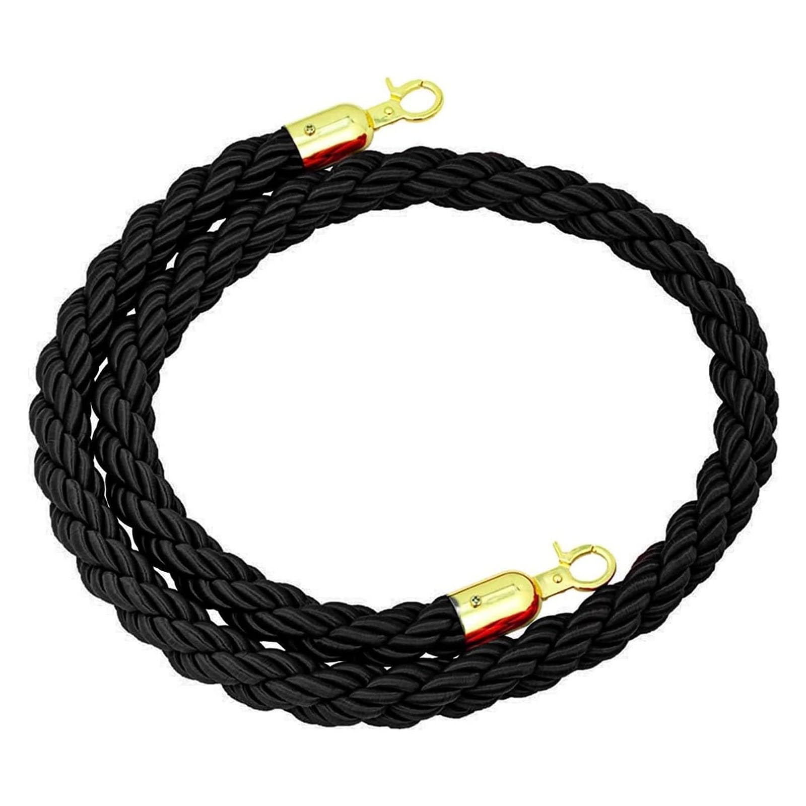 Ghkryd Black Barrier Rope, Twisted Nylon Barrier Hemp Cords, Party Event/Red Carpet Crowd Guide Rope(,2.7M/9Ft/106Inch)