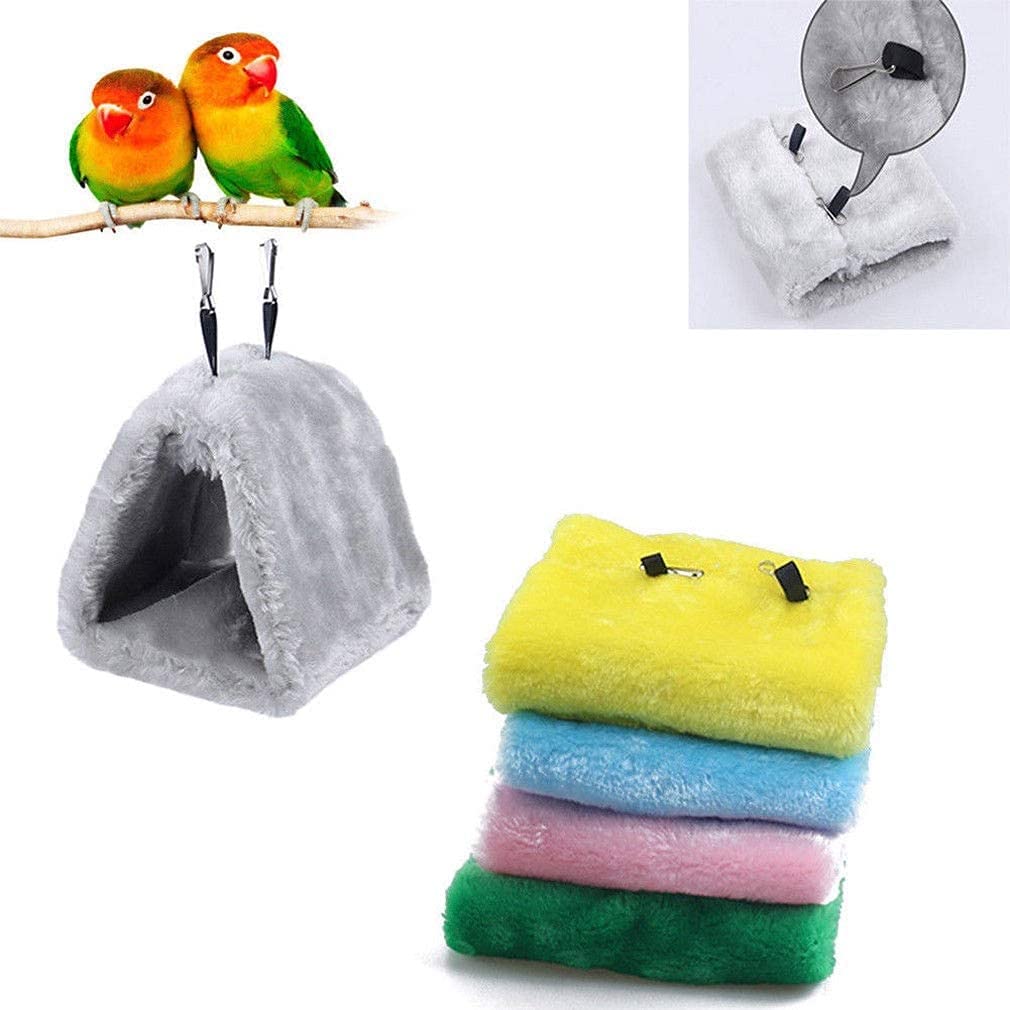 Nido de Loro Nidos de Pájaros Hamaca de Aves Tienda de campaña Cama Colgante Nido Jaula Hamaca Moda Invierno Jaula de pájaros Choza de Felpa para casa de periquitos 914(Color:Yellow)