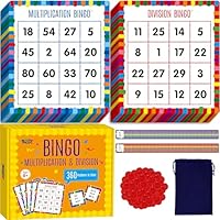 Multiplikations- und Divisions-Bingo-Spiel, 360 Mathematikaufgaben, 2 edukative Brettspiele für Kindergarten- und Vorschulkinder im Alter von 4-8 Jahren, perfekt für den Unterricht und zu Hause